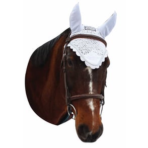 Equine Couture Fly Bonnet with Silver Lurex