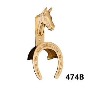 Burlingham Brass Horse Head w/Horseshoe Rack