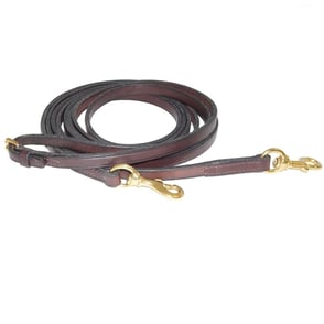 Nunn Finer Flat Leather Draw Reins with Snaps-Pony Size-Havana
