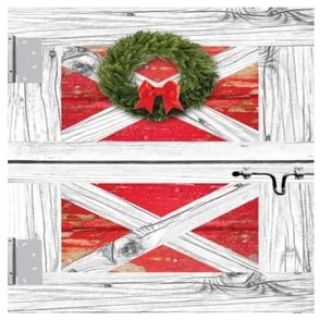 Christmas Card: Barn Door Wreath