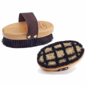 Equi-Essentials Body Brush with Soft Horse Hair Bristles - Small Black