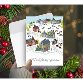 Christmas Card: New England Scene with Horses