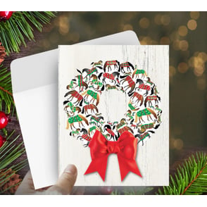 Christmas Card: Blanketed Horse Wreath