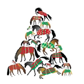 Christmas Card: Blanketed Horse Tree