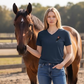 Equine & Design T-Shirt V Neck Short Sleeve