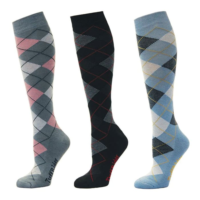 TuffRider Ladies Bamboo Argyle Knee Socks-3 Pack