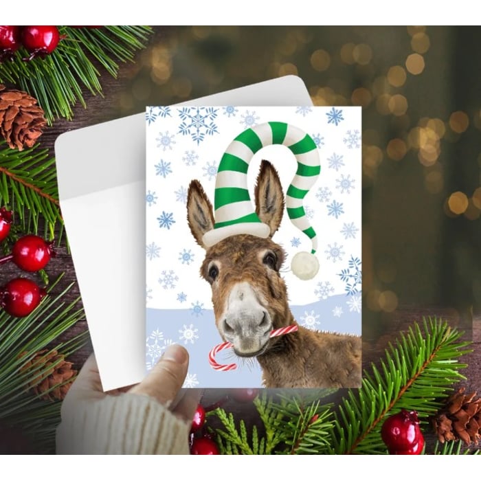 Christmas Card: Donkey Candy Cane