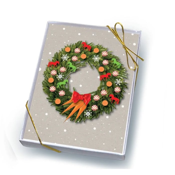 Christmas Card Box of 8: Wreath with Peppermints