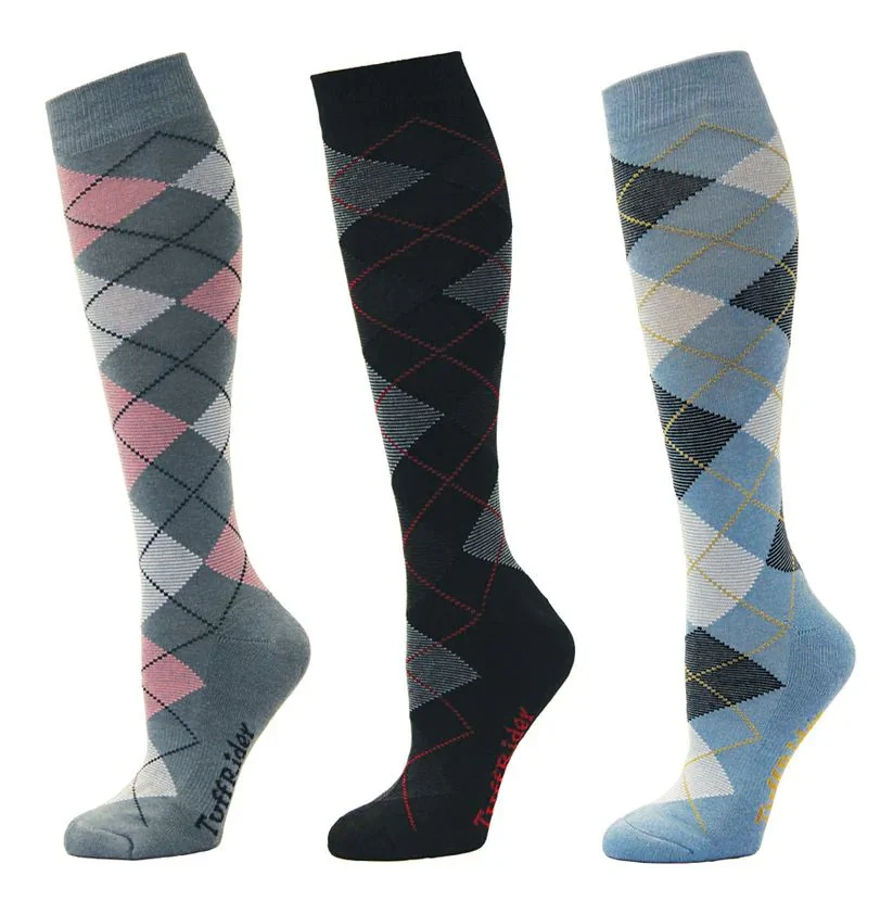 TuffRider Ladies Bamboo Argyle Knee Socks-3 Pack