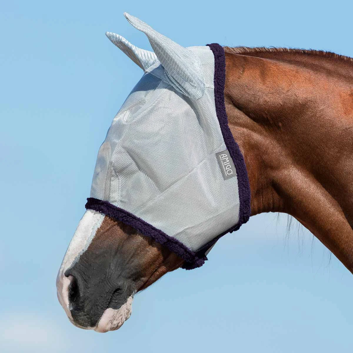 Horseware Amigo Fly Mask-SIlvPlum-Pony