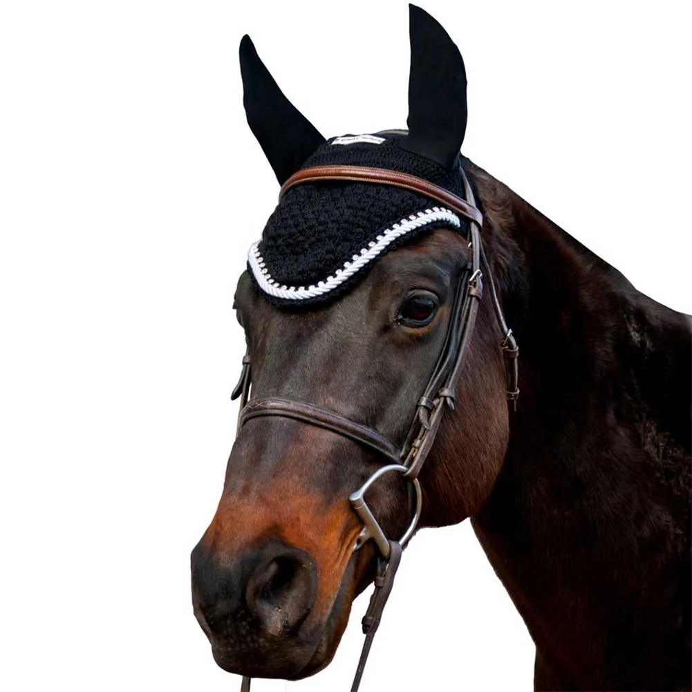 Equine Couture Fly Bonnet with Silver Rope and Crystal