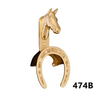 Burlingham Brass Horse Head w/Horseshoe Rack