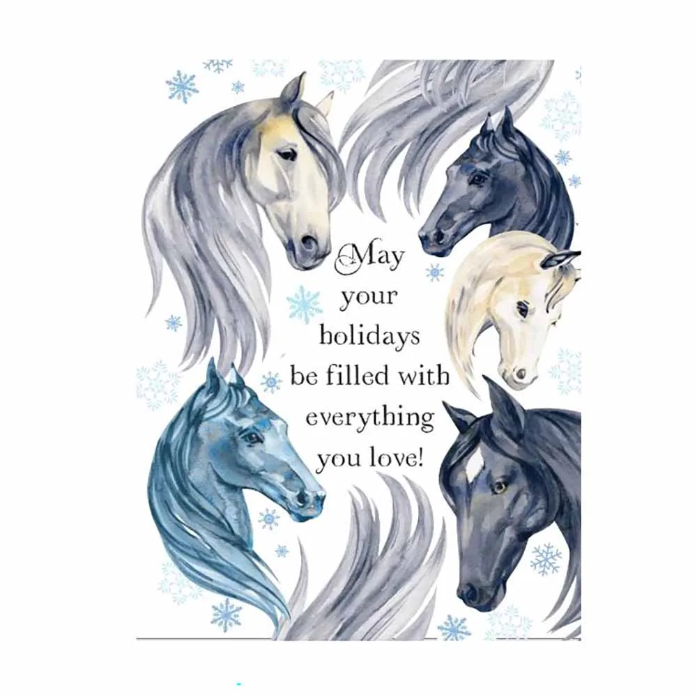 Christmas Card: Blue Horses
