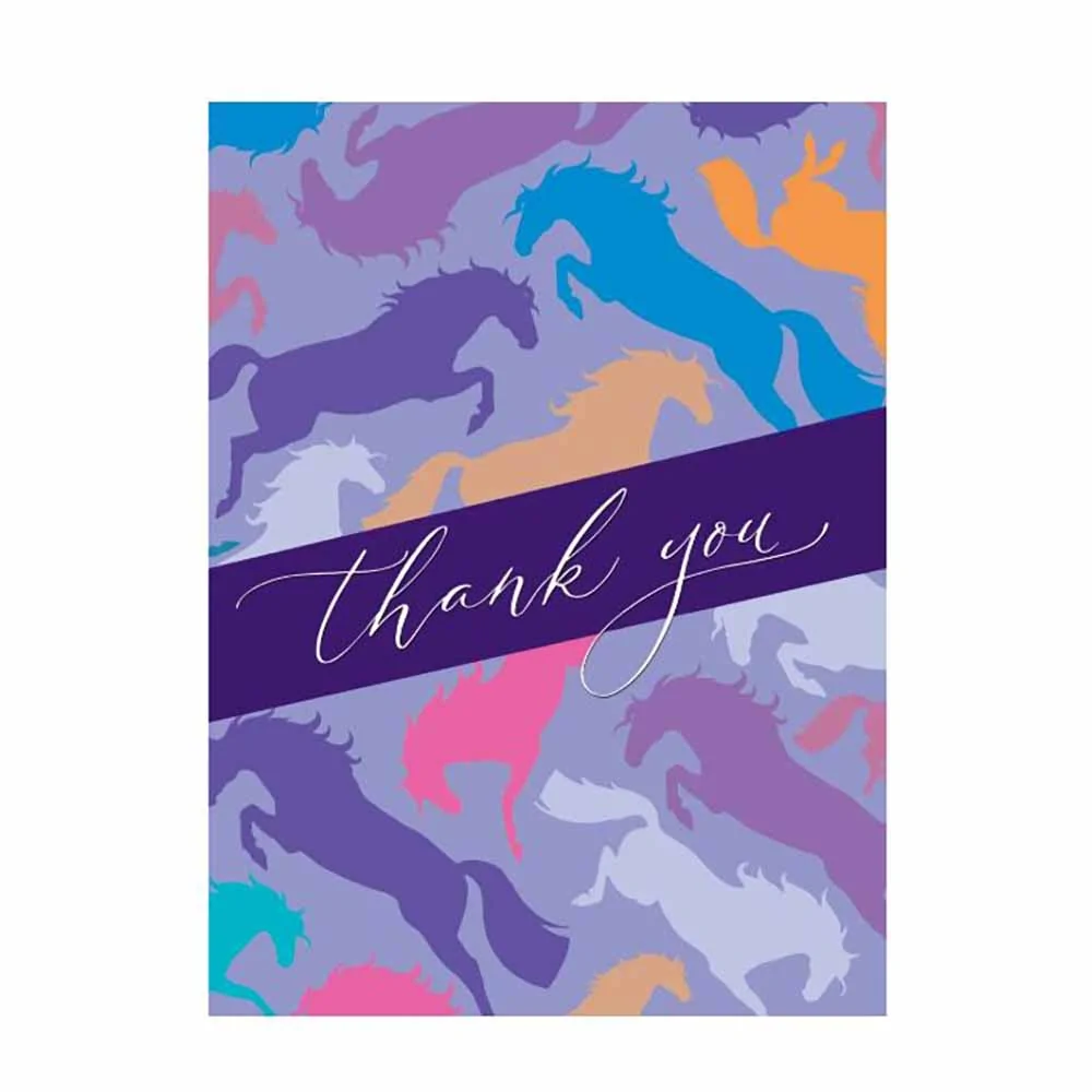 Thank You Card: Purple Mixed Horses