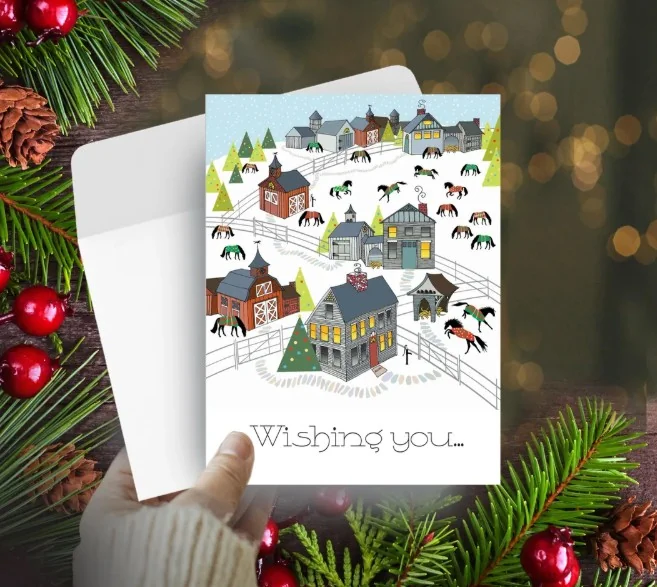 Christmas Card: New England Scene with Horses