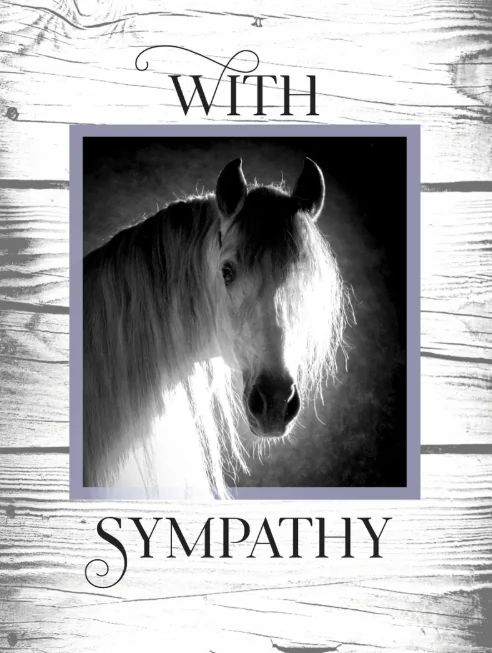 Sympathy Card: White Wood Horse