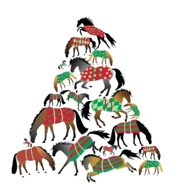 Christmas Card: Blanketed Horse Tree