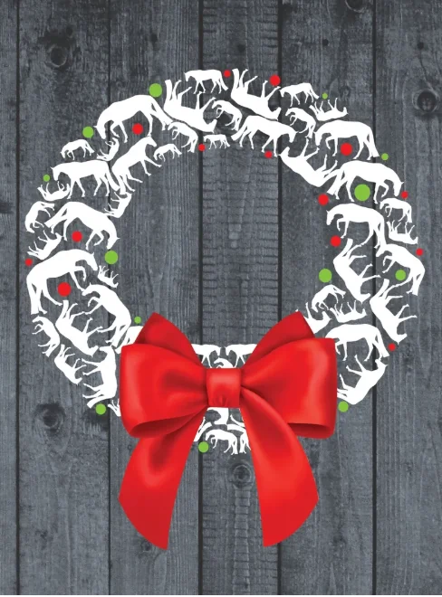Christmas Card: White Horse Wreath
