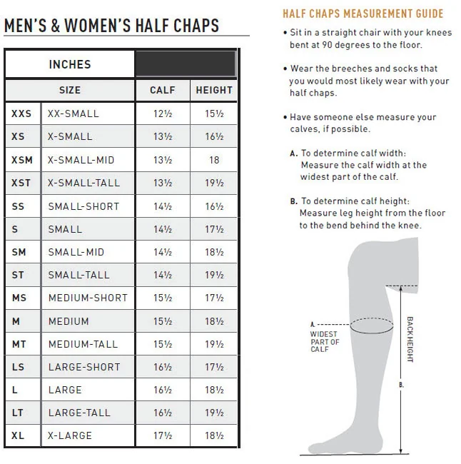 Ariat-Half-Chap-Sizing