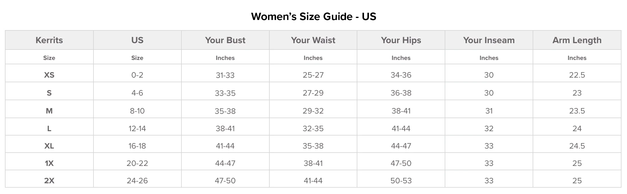 Kerrits-Womens-Size-Guide-US
