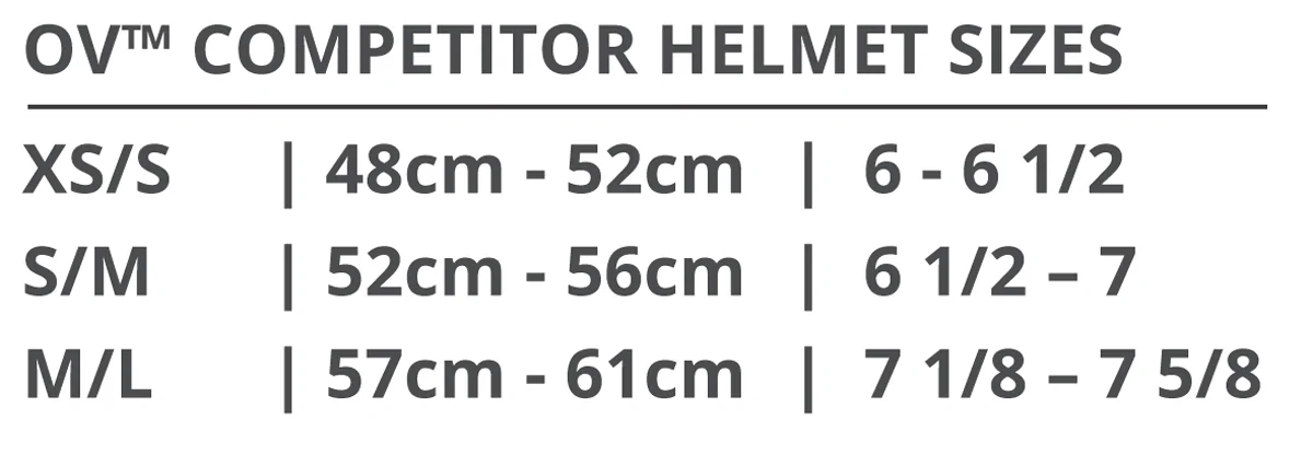 Ovation-Competitor-helmet-Size-Chart