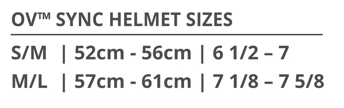Ovation-Sync-Helmet-Size-Chart