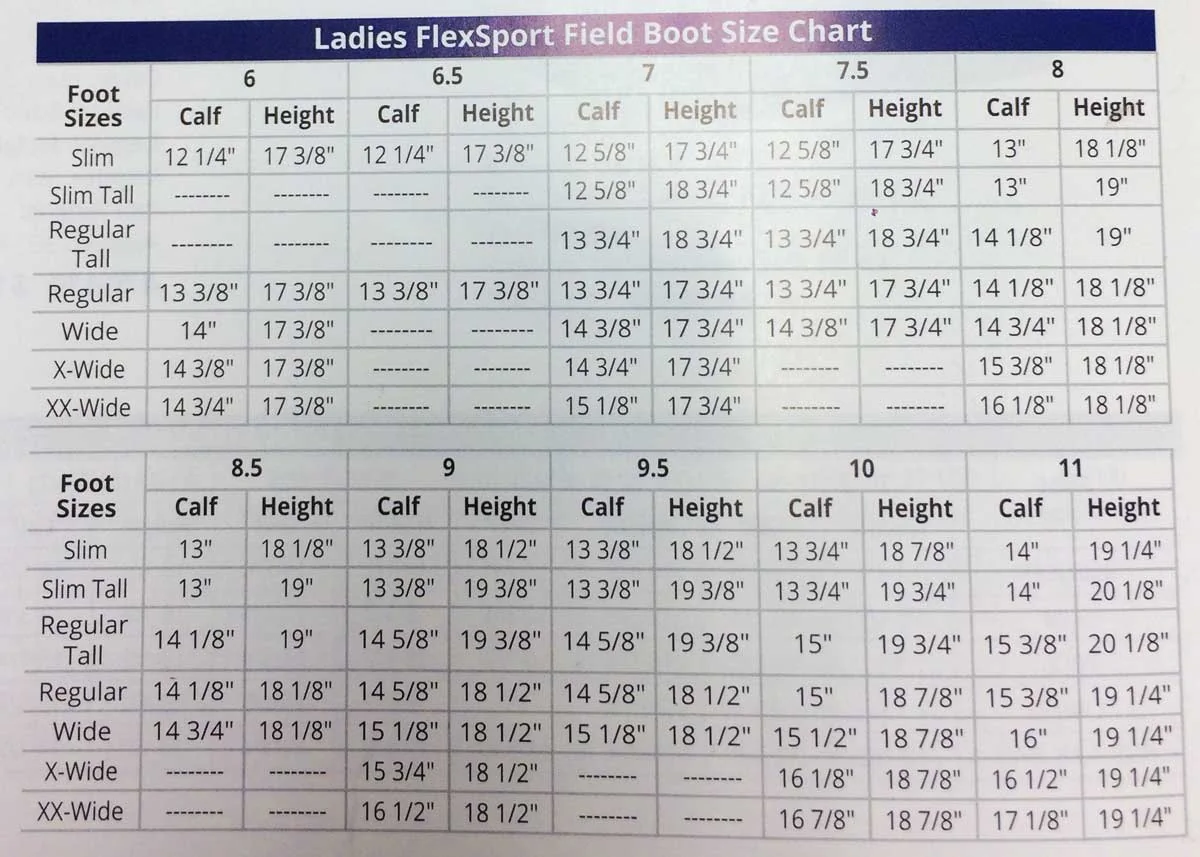OvationFlexSportBootSizing